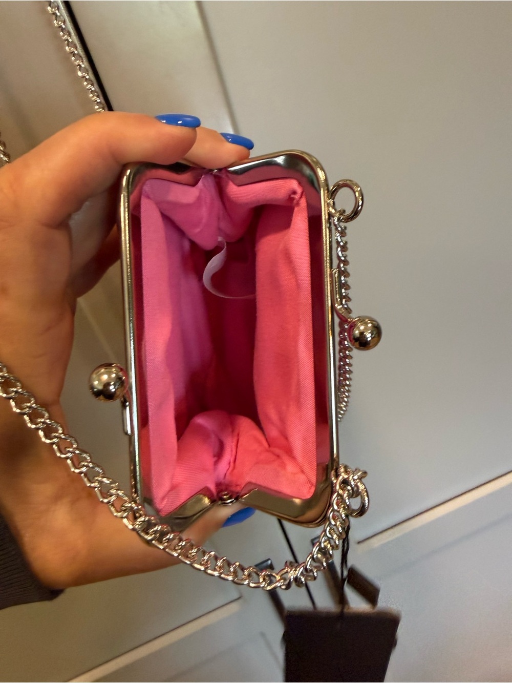 Ed Hardy Pink Floral Tiger Kiss-Lock Mini Chain Crossbody - Picture 7 of 7